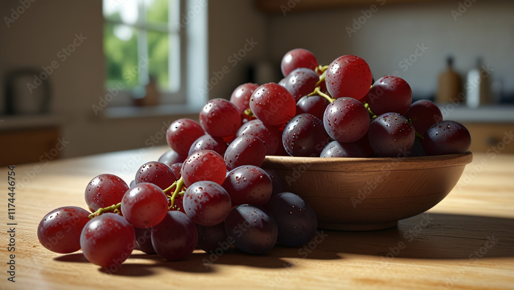 illustration of Fresh grapes on the Kitchen Table illustration of Fresh grapes on the Kitchen Table