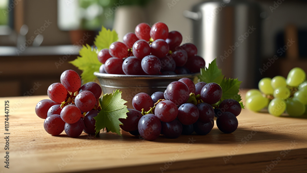 illustration of Fresh grapes on the Kitchen Table illustration of Fresh grapes on the Kitchen Table