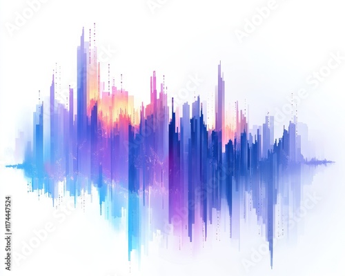 Abstract sound wave graphic in vibrant colors representing music and audio frequency. photo