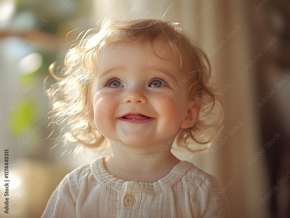 Joyful Baby Laughing in Soft Lighting Captures Innocence and Happiness Joyful Baby Laughing in Soft Lighting Captures Innocence and Happiness