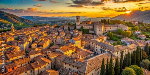 Aerial View of Gubbio, Italy: Hilltop Medieval Town & Stunning Landscape
