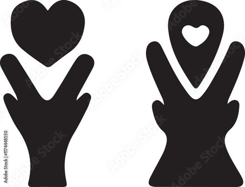 Heart vector icon, hand logo. flat design for web or mobile app