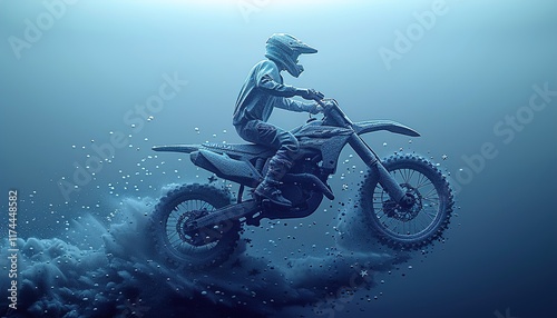 Abstract 3D illustration of a jumping motocross 