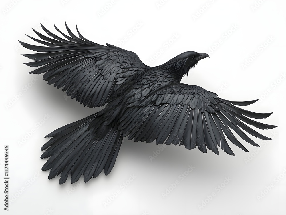 Fototapeta premium Powerful Black Phoenix Tattoo Conceptual Artwork with Expansive Wings and Intricate Feather Details