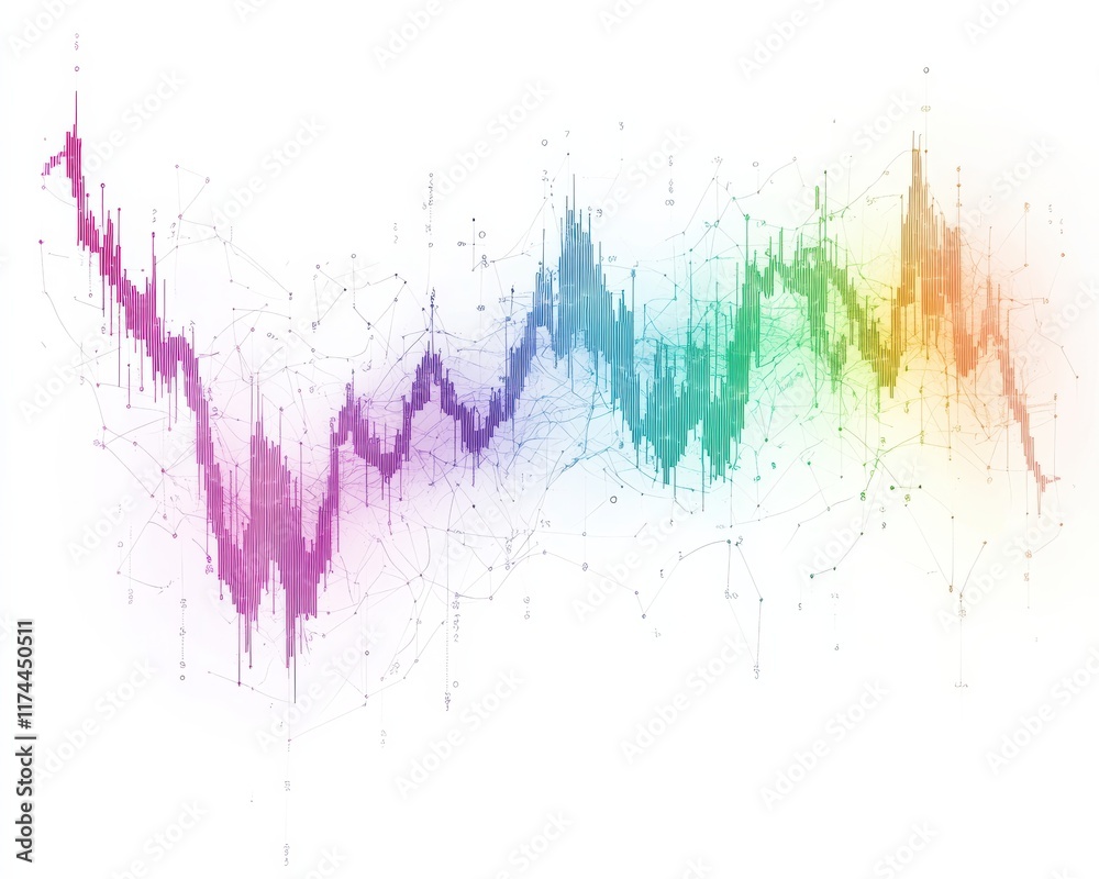 Obraz premium Colorful abstract data visualization showing trends in chart form.