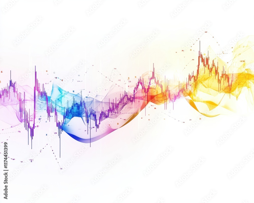 Obraz premium Colorful abstract wave forms representing data visualization and analysis trends.