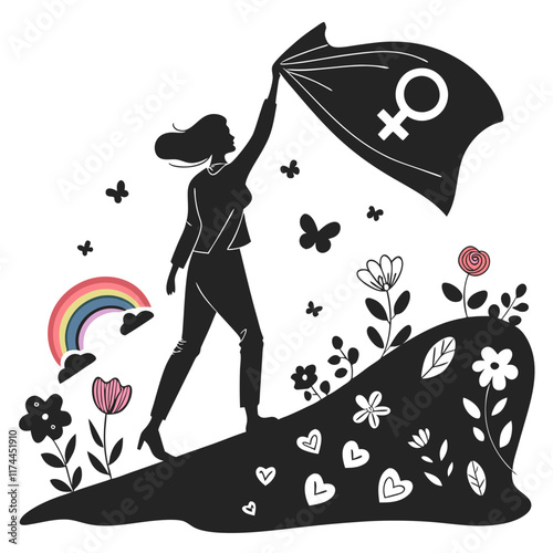 international women's day silhouette vector illustration