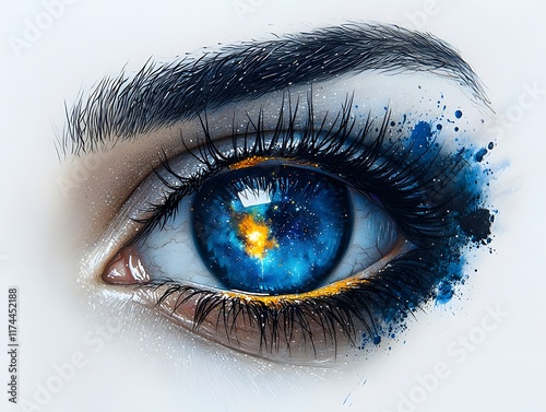 Captivating Eye Tattoo with Detailed Shading and Galaxy Iris photo