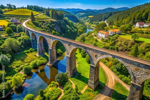 Aerial View of the Felgueiras Arch Bridge, Portugal - Stunning Landscape Architecture photo