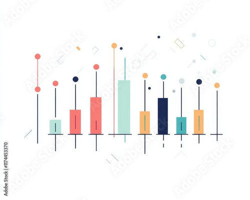 Obraz na płótnie Colorful data visualization with bar graphs depicting statistical information.
