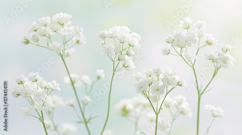 of delicate Gypsophila flowers arranged in a wedding bouquet with soft white petals and tiny blooms, creating an elegant and romantic feel. Gypsophila 