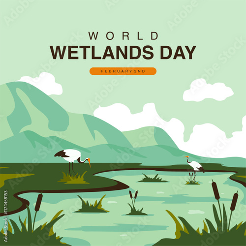 vector world wetlands day poster template
