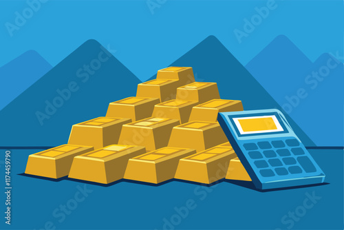 A close-up shot of gleaming gold bars or bullion ingots stacked neatly on a pile of US dollar bills.