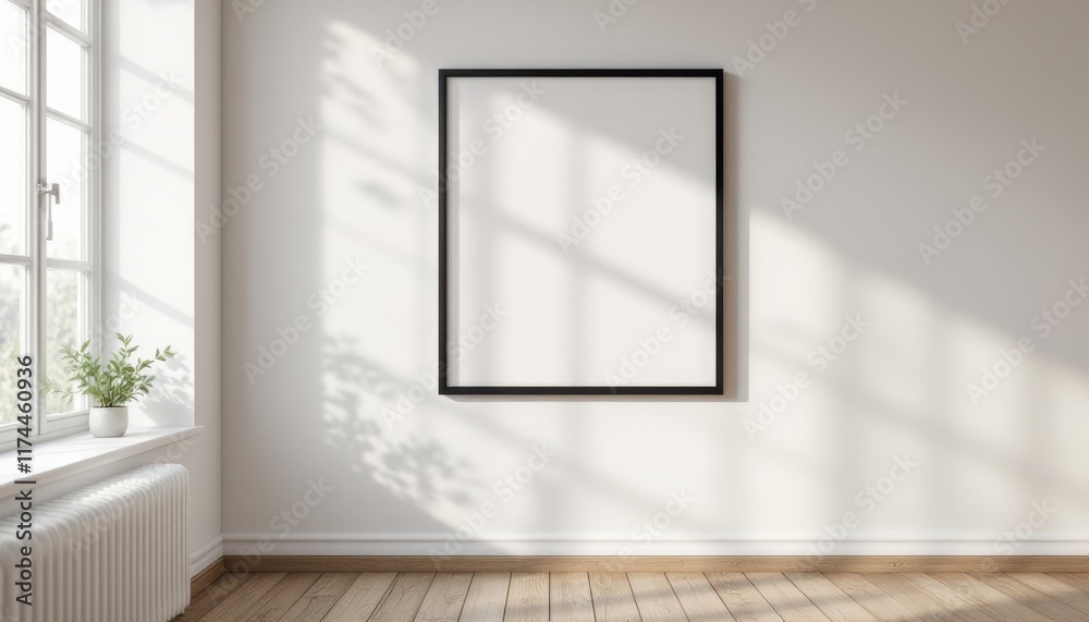 empty room with window and curtains