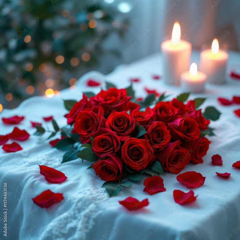 red rose and candles