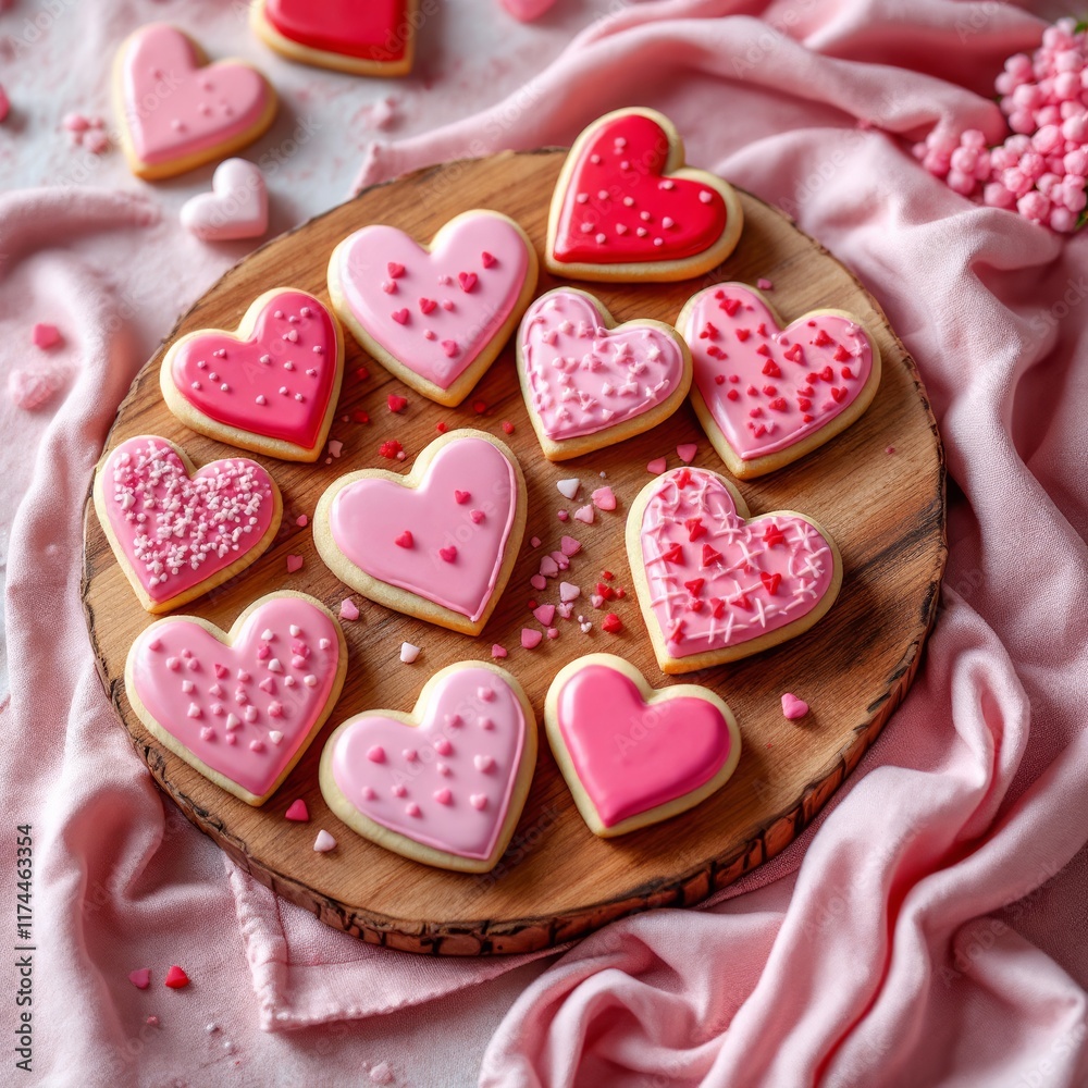 heart shaped cookies on a plate