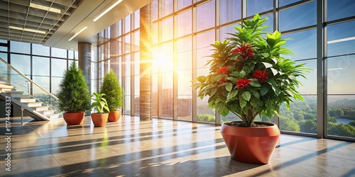 Architectural Photography: Christ Plant in Modern Building Interior photo