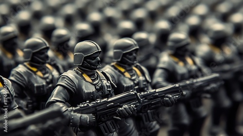 Military Figures: A Powerful Image of Soldiers in Formation photo