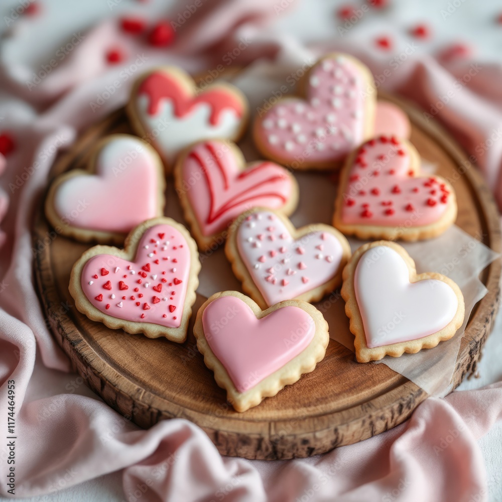 heart shaped cookies on a plate