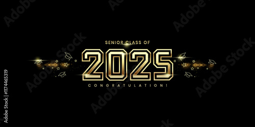 Senior class of 2025 Graduation Typography banner. Vector design for background.Graduation 2025. Senior year template. vector illustration. 