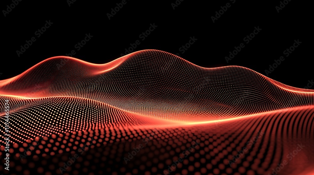 Obraz premium Abstract Orange Digital Wave Landscape