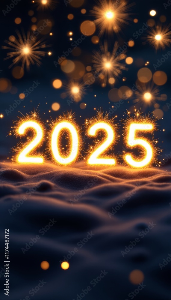 Text "2025" background