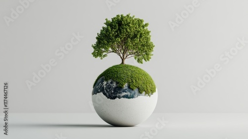 Abstract artwork featuring a tree and a globe for Arbor Day.