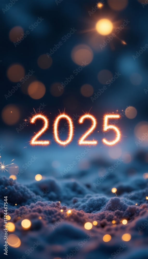 Text "2025" background