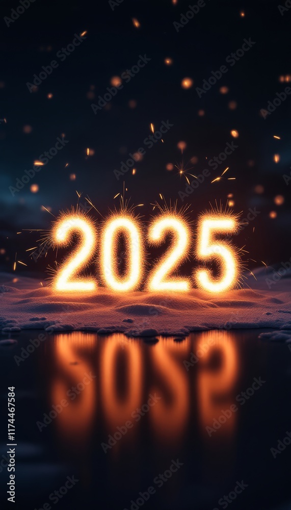 Text "2025" background