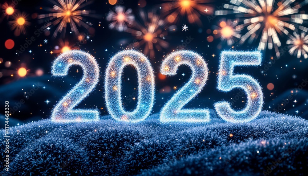 Text "2025" background