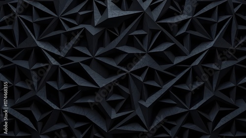 Abstract 3d rendering of black polygonal background. Futuristic polygonal background.
