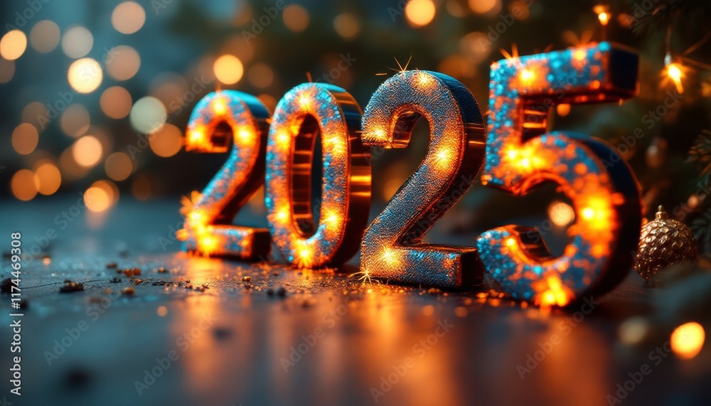 Text "2025" background