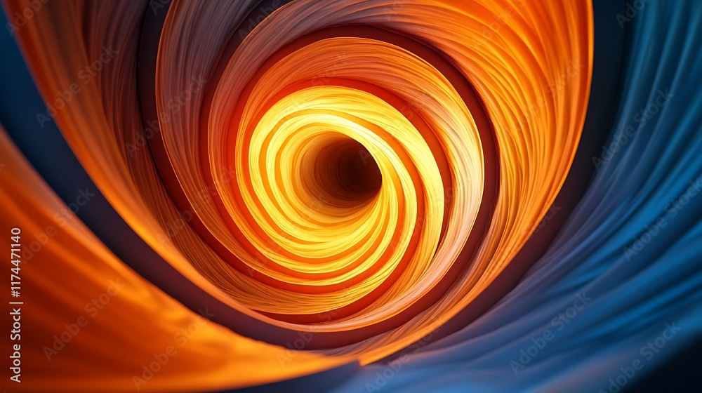 Futuristic spiral tunnel with glowing holographic textures creating depth Futuristic spiral tunnel with glowing holographic textures creating depth