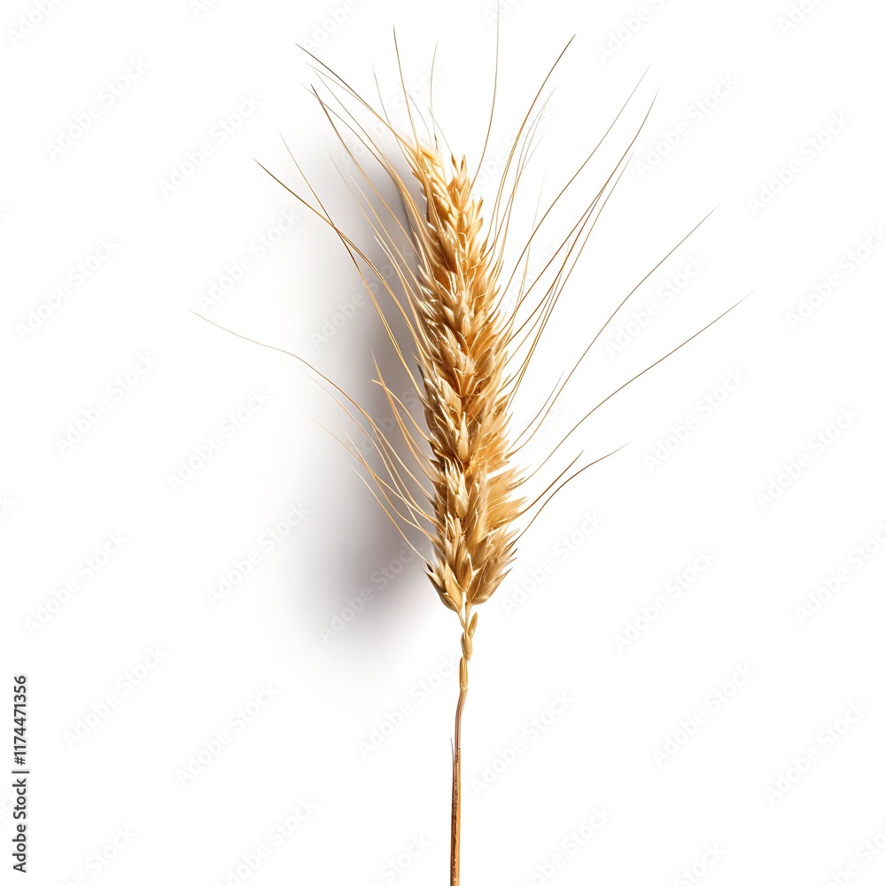 Ears of wheat isolated on white background. Top view. Flat lay. Ears of wheat isolated on white background. Top view. Flat lay.