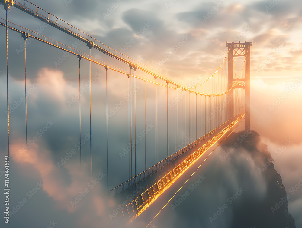 Fototapeta premium bridge over the river at sunset