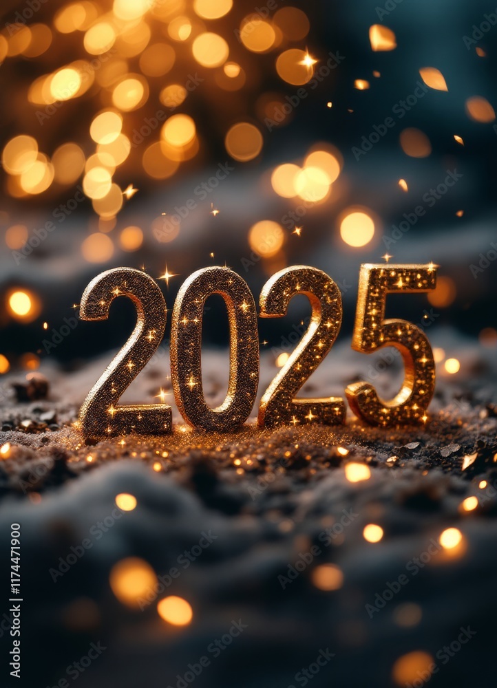 Text "2025" background