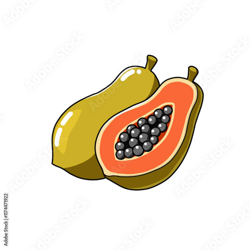 papaya vector design illustration, papaya icon, papaya logo, very good as a sticker and adding to the design.