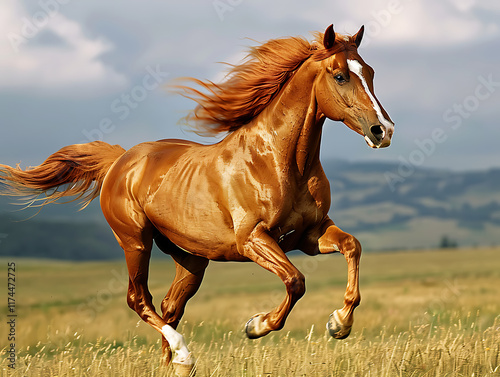 horse running in the field