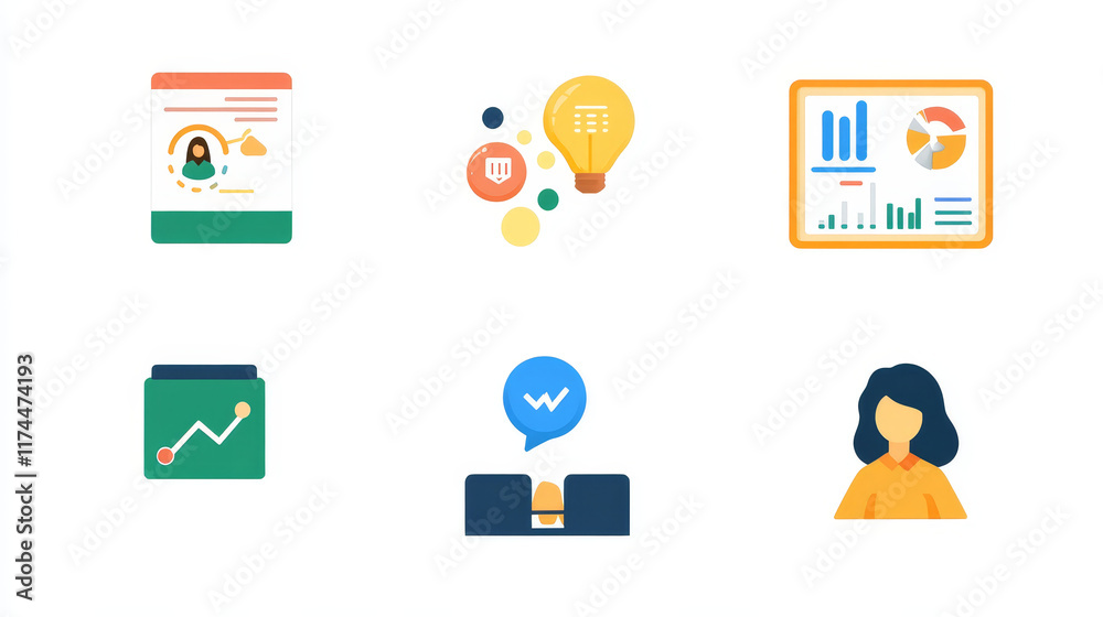 Set of doodle icons business meeting, conference, teamwork discussion, partnership, handshake. Speech bubbles, white board with chart, online communication isolated signs, Line art vector illustration
