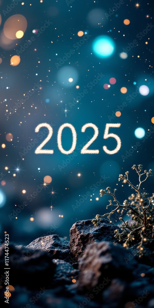 Text "2025" background