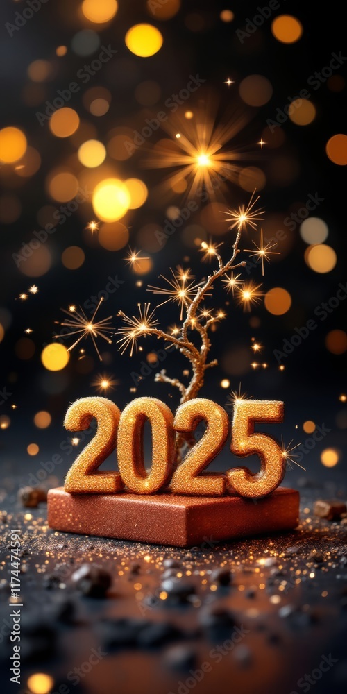 Text "2025" background