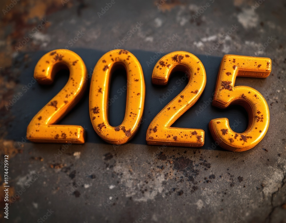 Text "2025" background
