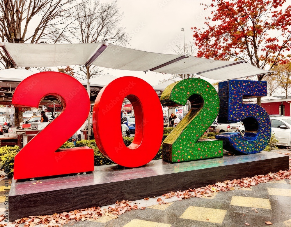 Text "2025" background