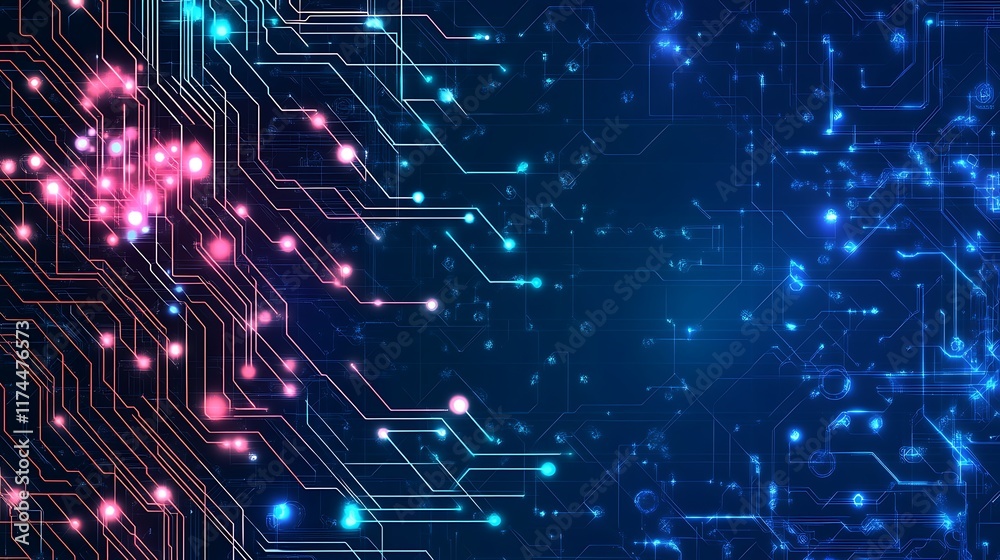 Abstract Digital Circuit Board Glowing Lines And Nodes Abstract Digital Circuit Board Glowing Lines And Nodes