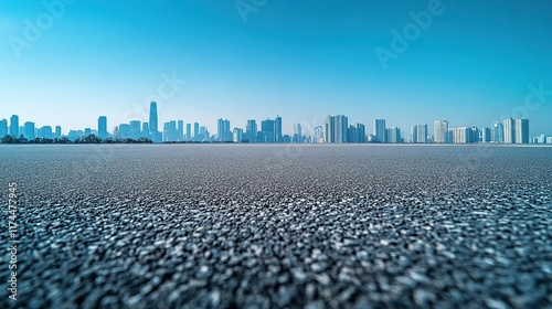 a view of a city from a distance with a lot of rocks photo