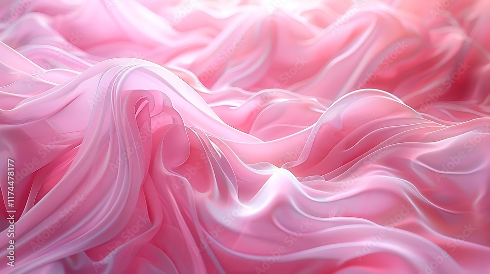 Fototapeta premium Close up of flowing pink silky material provides a textured background for elegant marketing and.