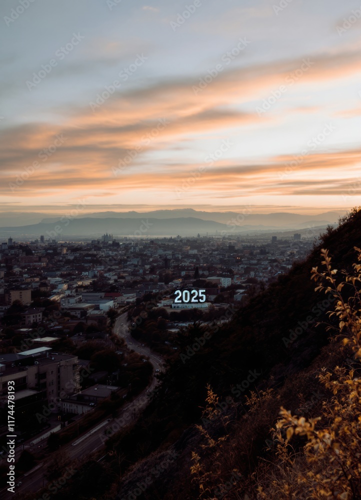 sunset over the city