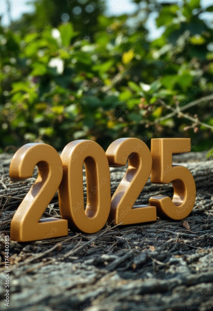 Text "2025" background