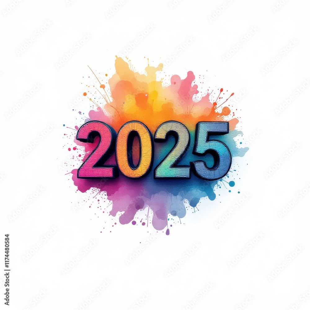 Text "2025" background