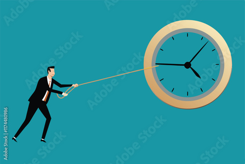 A minimalist illustration depicting the concept of time management, emphasizing a looming deadline with a clock and a calendar.
